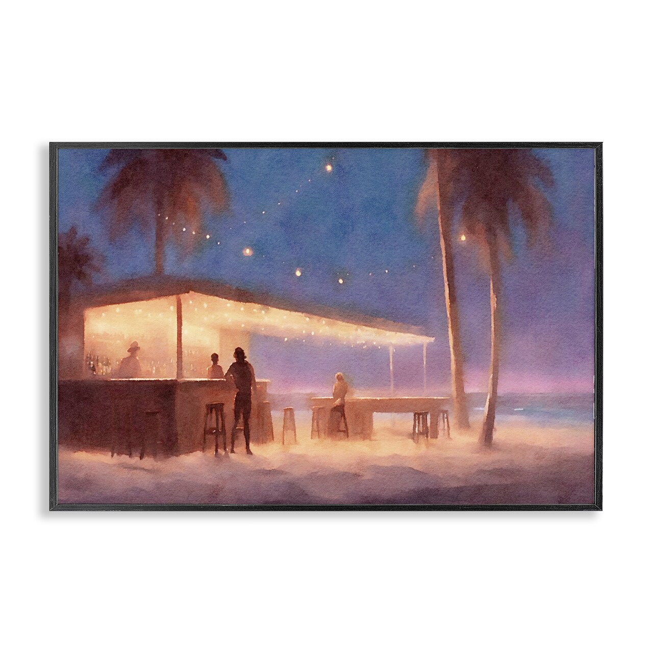 Stupell Industries Evening Beach Bar Framed Giclee Wall Art Design by Noah Bay